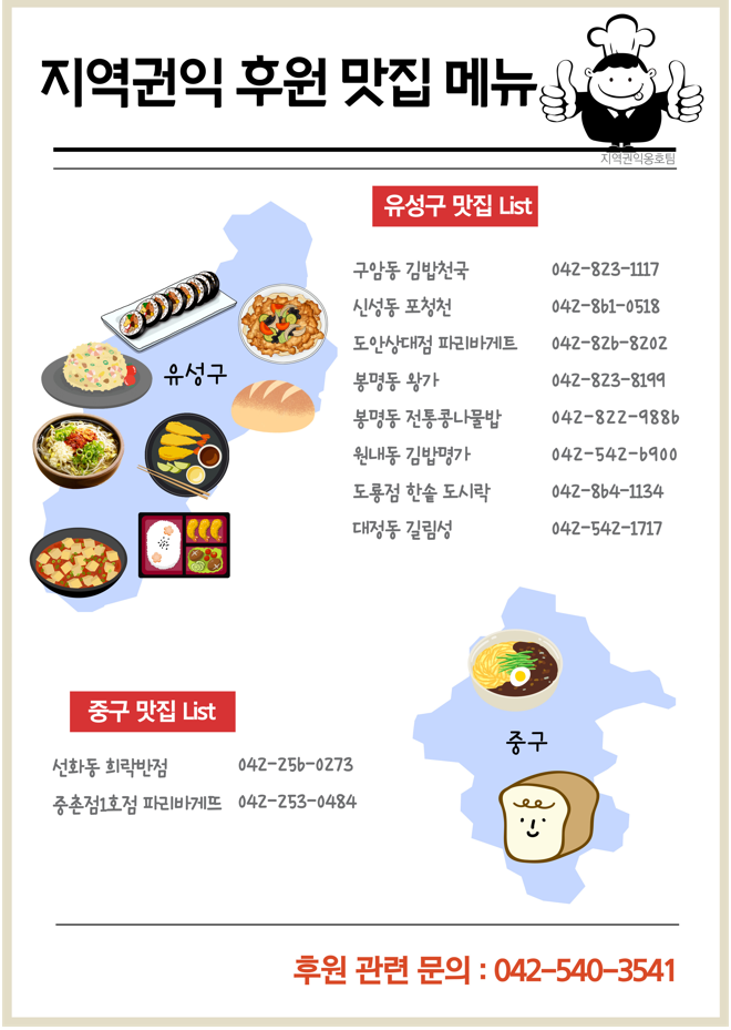 지역권익옹호팀의 후원 맛집 리스트