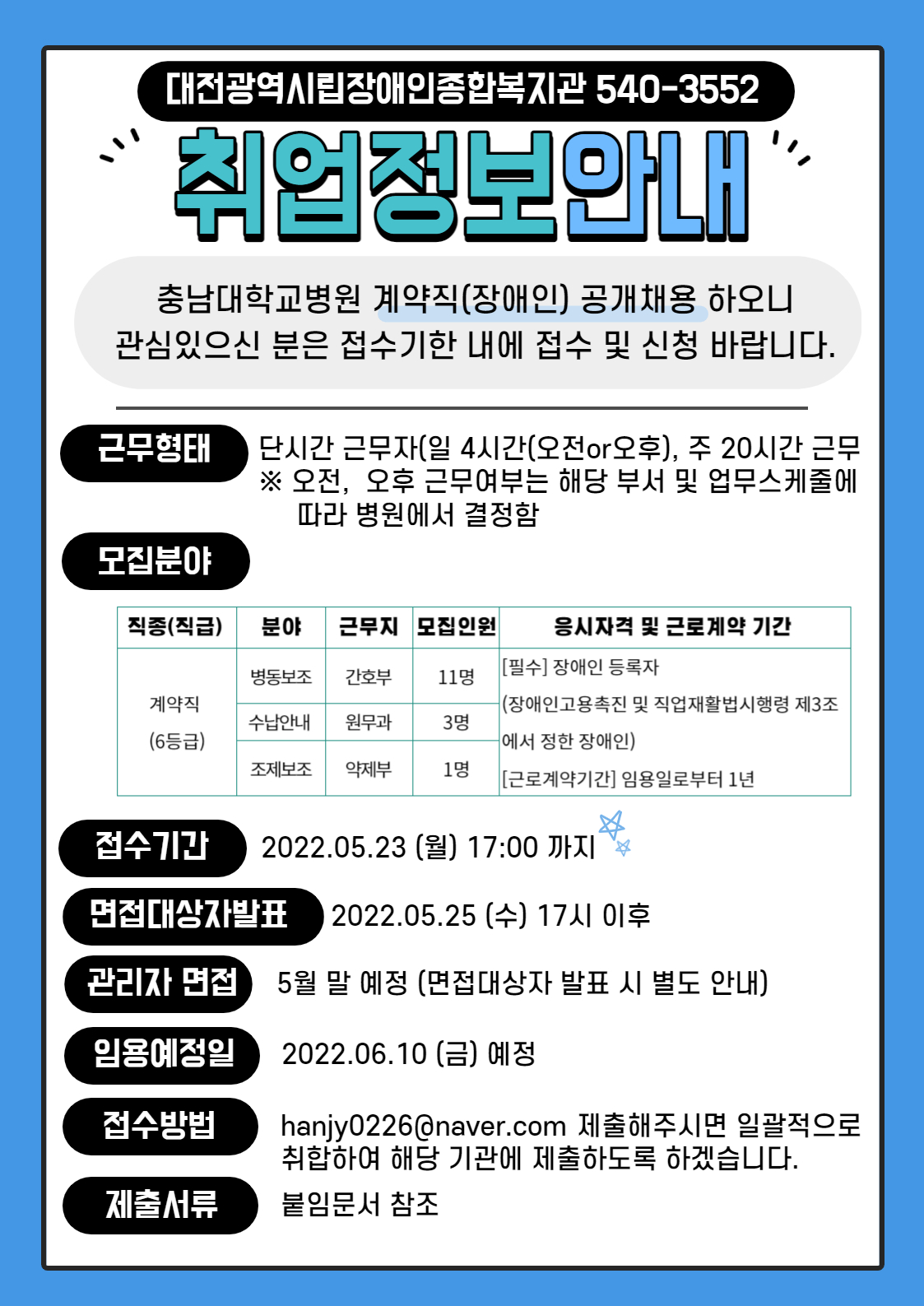 2022년 5월 3주차 구인사업체 정보제공 안내-충남대병원 2022년 5월 3주차 구인사업체 정보제공 안내-충남대병원